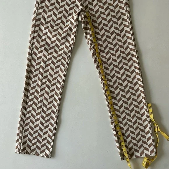 PacSun Chevron Herringbone Jeans Brown Cream Geometric Spring Denim Size 24 - Picture 8 of 9